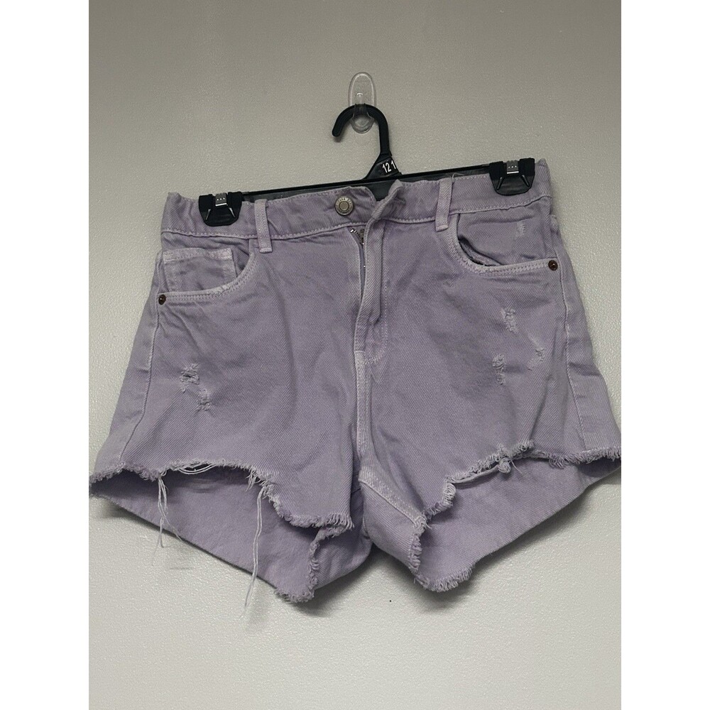 Zara Girls Demin Purple Shorts Zipper And Adjustable Waist Pockets Size 13-14